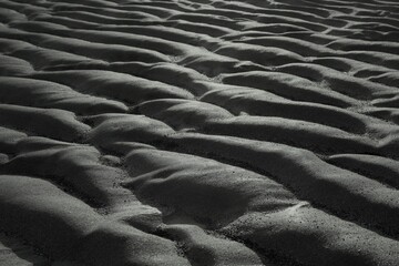 ripples in the sand on the beach caused by the receding tide
