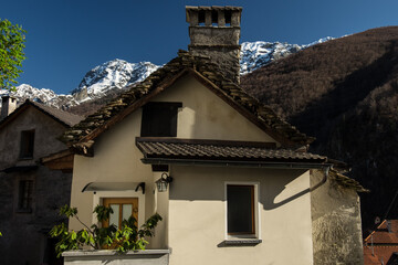 Streets of the little village of Camedo, in Centovalli, Ticino, Switzerland