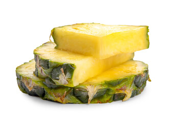Slices of fresh pineapple on white background