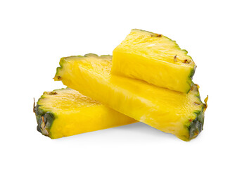 Slices of fresh pineapple on white background