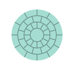 Concrete paver block pavement floor or brick vector icon. For landscape, outdoor, garden by paving on ground to create circle or round pattern. That sidewalk, road, patio, path, street or walkway.