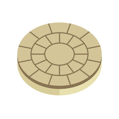 Concrete paver block pavement floor or brick vector icon. For landscape, outdoor, garden by paving on ground to create circle or round pattern. That sidewalk, road, patio, path, street or walkway.