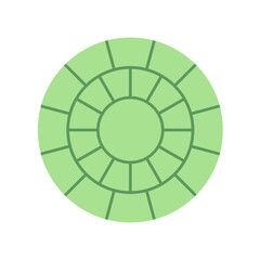 Concrete paver block pavement floor or brick vector icon. For landscape, outdoor, garden by paving on ground to create circle or round pattern. That sidewalk, road, patio, path, street or walkway.