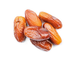 Sweet dried dates on white background