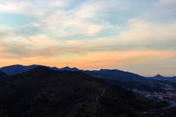 vizcaya mountain in northern spain at sunset