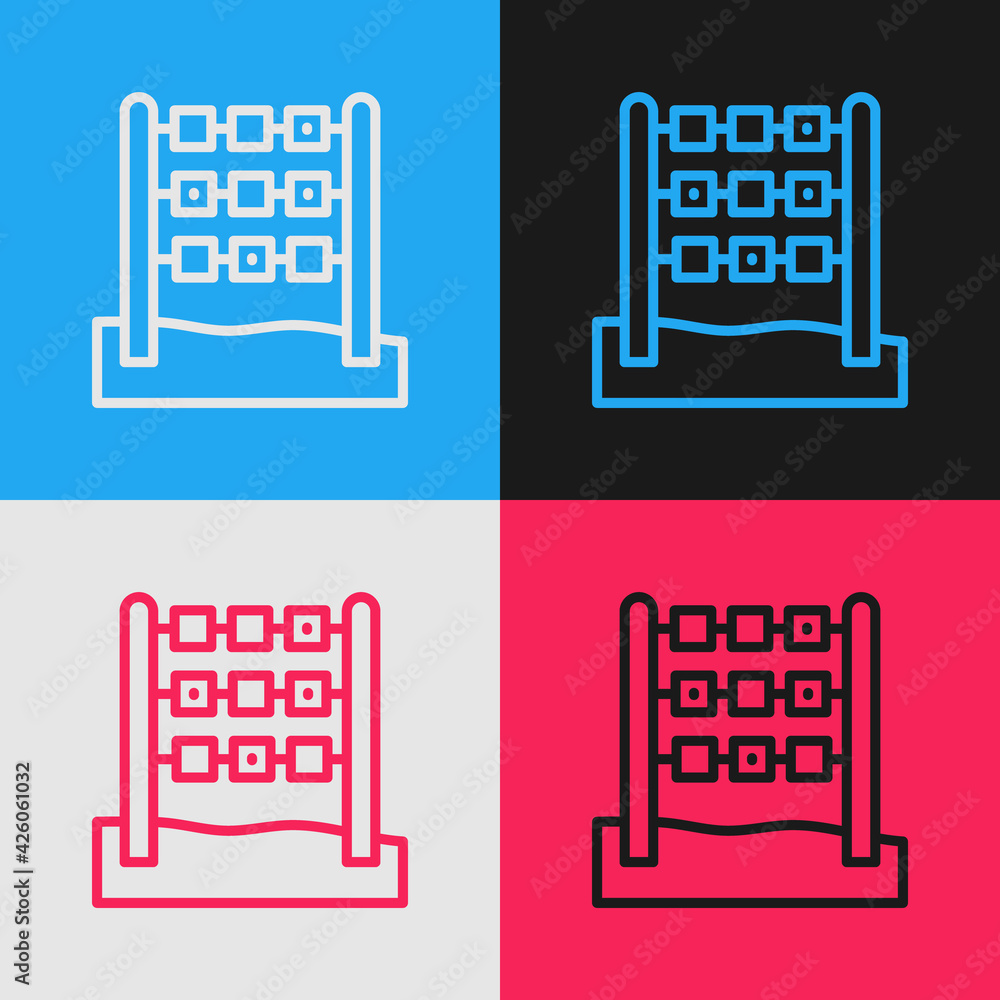 Poster pop art line tic tac toe game icon isolated on color background. vector