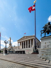 Austria, vienna, 2016, Jul, 10th Parliament with the Pallas Athene fountain, inner city, Vienna,...