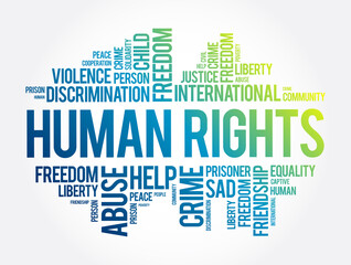 Human rights word cloud collage, social concept background