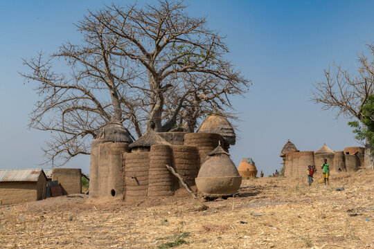 Earth tower house, called takienta, of Batammariba people in Koutammakou region, La Kara, Togo, West Africa