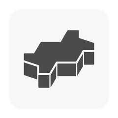 Concrete paver block pavement floor or brick vector icon. For landscape, outdoor, garden by paving on ground to create zig zag or zigzag pattern. That sidewalk, road, patio, path, street or walkway.