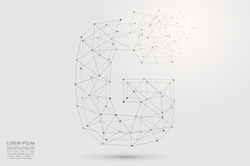 The destruction  volumetric 3D letters dark gray on a white background. Consist of triangles, circles, lines, points and spider webs. Vector illustration eps 10.