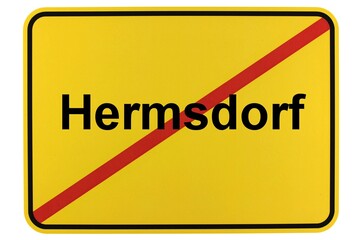 Illustration eines Stadtausgangsschildes der Stadt Hermsdorf