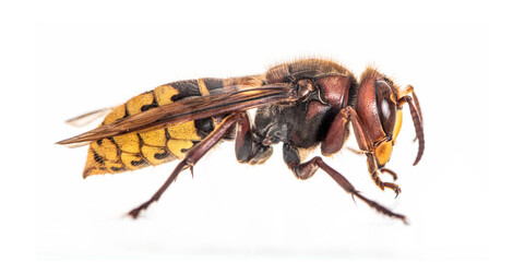 Side view of a Hornet, Vespa Crabro, isolated on white