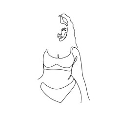 Surreal Fashion Continuous line women drawing, fashion concept, woman beauty minimalist, vector illustration pretty sexy. Contemporary portrait