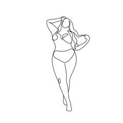 Surreal Fashion Continuous line women drawing, fashion concept, woman beauty minimalist, vector illustration pretty sexy. Contemporary portrait