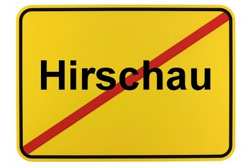Illustration eines Stadtausgangsschildes der Stadt Hirschau