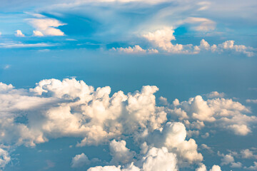 Clouds from the plane window. The cloud world, when you look at it from above.