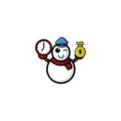 Cute Snowman Cartoon Character Vector Illustration Design. Outline, Cute, Funny Style. Recomended For Children Book, Cover Book, And Other.