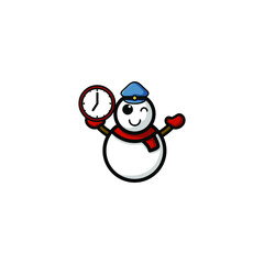 Cute Snowman Cartoon Character Vector Illustration Design. Outline, Cute, Funny Style. Recomended For Children Book, Cover Book, And Other.