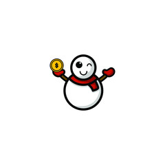 Cute Snowman Cartoon Character Vector Illustration Design. Outline, Cute, Funny Style. Recomended For Children Book, Cover Book, And Other.