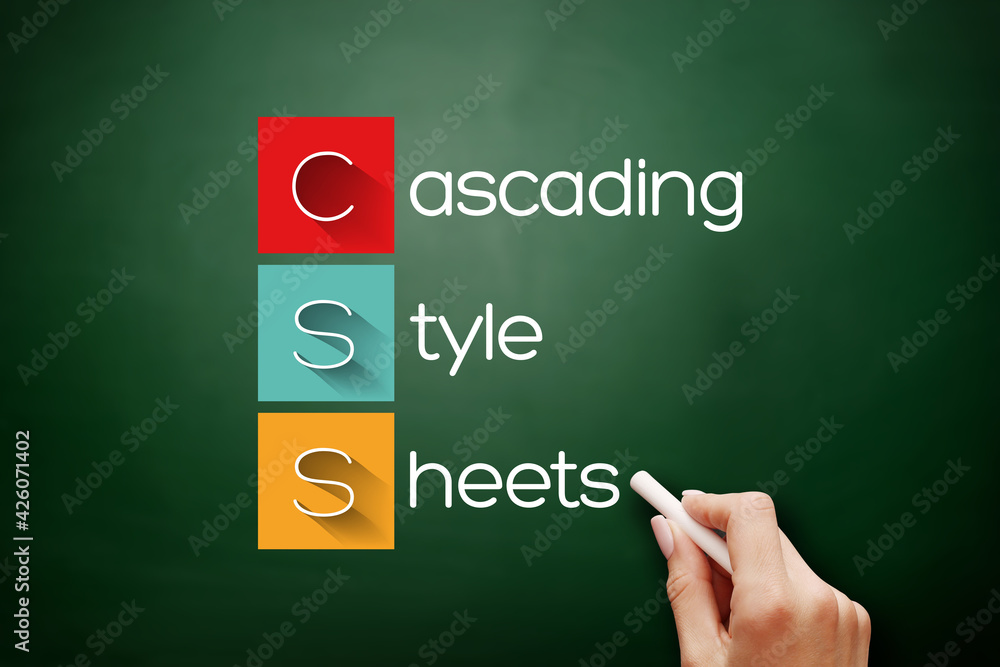 Poster css - cascading style sheets acronym, technology concept background on blackboard