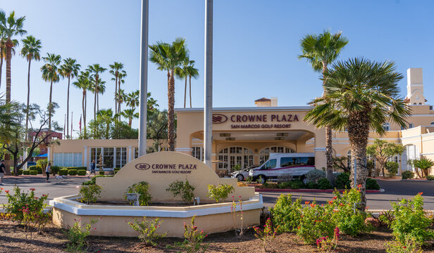 Chandler, AZ - March 19, 2021: Entrance To The Crowne Plaza San Marcos Golf Resort.