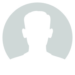 Man avatar graphic sign. Anonymous male profile sign in the circle isolated on white background. Vector illustration