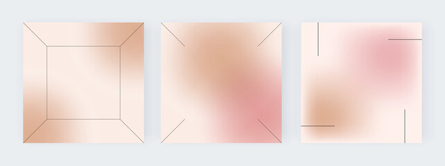 Nude blur gradient backgrounds with geometric shapes for social media banners
