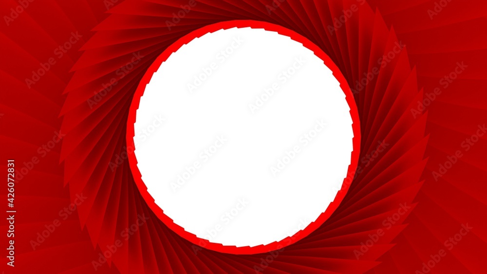 Poster abstract red circular background with white circle inside. 3d rendering illustration. decorating.