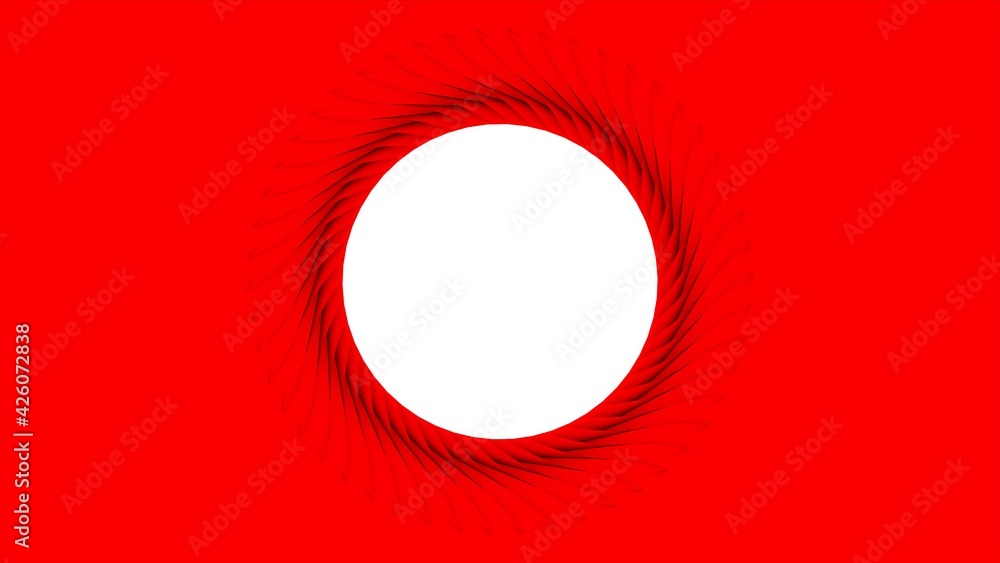 Poster abstract red circular background with white circle inside. 3d rendering illustration. decorating.