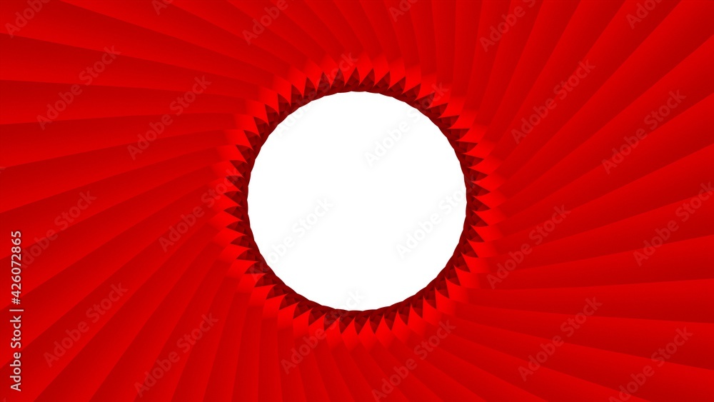 Poster abstract red circular background with white circle inside. 3d rendering illustration. decorating.