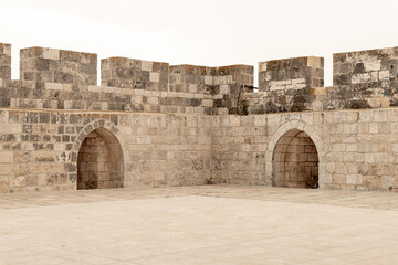  The outer  wall of the Temple Mount in the Old Town of Jerusalem in Israel