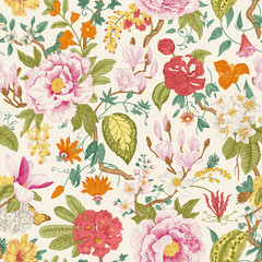 Bloom. Vintage floral seamless pattern. Spring flowers. Colorful - 426073412