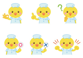 看護師　ひよこ　イラストセット