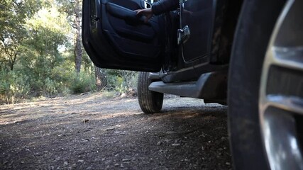 Feet before getting out of a car