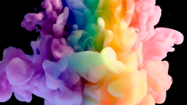lgbt colors work with acrylic paint art. The art of pouring ink into water.