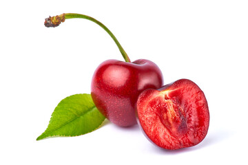 sweet cherry fruits isolated on white background