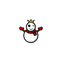 Cute Snowman Cartoon Character Vector Illustration Design. Outline, Cute, Funny Style. Recomended For Children Book, Cover Book, And Other.