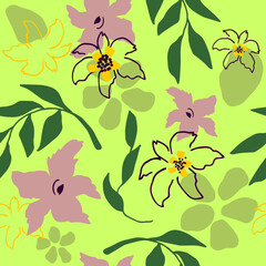 Seamless floral pattern with hand draw spring flower