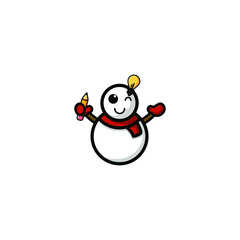 Cute Snowman Cartoon Character Vector Illustration Design. Outline, Cute, Funny Style. Recomended For Children Book, Cover Book, And Other.