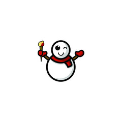 Cute Snowman Cartoon Character Vector Illustration Design. Outline, Cute, Funny Style. Recomended For Children Book, Cover Book, And Other.