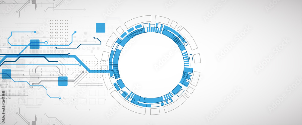 Wall mural abstract technology concept. circuit board, high computer color background. vector illustration with