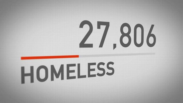 A fictional concept counter tallies up to 100,000 homeless.	