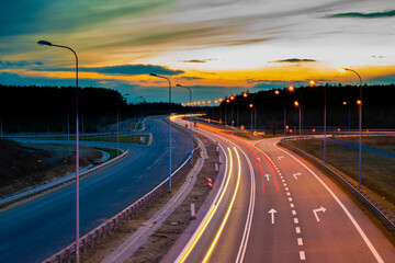 lights of cars at night. long exposure