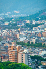 Naklejka premium KYOTO, JAPAN - MAY 2016: Aerial view of Kyoto from a high viewpoint