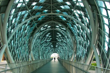 Wandcirkels aluminium Steel bridge in Kuala Lumpur, Malaysia © Turner