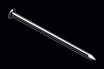 nail steel white on black background