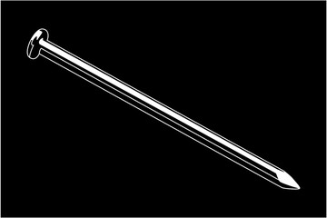 nail steel white on black background