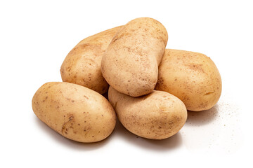 raw potatoes isolated on white background