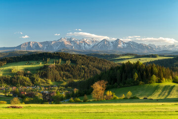 Beautiful spring landscape at Tatra mountains in Poland